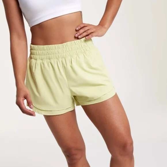 Calia Women's Run Shorts Elastic Waistband Chartreuse Activewear S Nwt